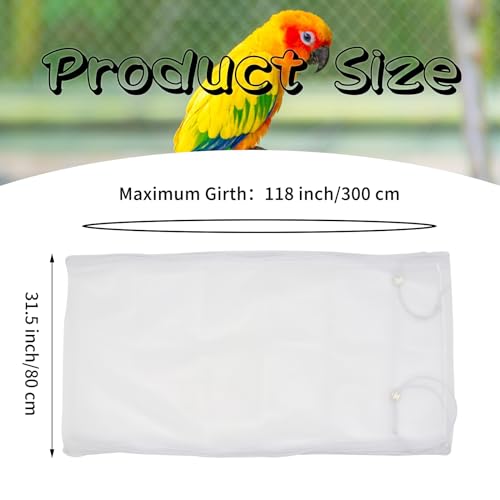 Daoeny 2PCS Bird Cage Seed Catcher, Large Bird Cage Cover, Adjustable Soft Airy Nylon Mesh, Birdcage Cover Skirt Seed Guard for Parrot Parakeet Macaw Round Square Cages (Black & White) - color: Black & White