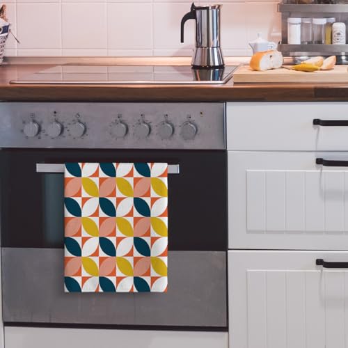 Mid Century Modern Kitchen Towels Decorative Set Vintage Tea Towels | Set of 2, Absorbent Dish Towel Retro Hand Drying Kitchen Bathroom Baking Cooking Cloth Home Decor 16'' x 24'' - color: Retro Modern