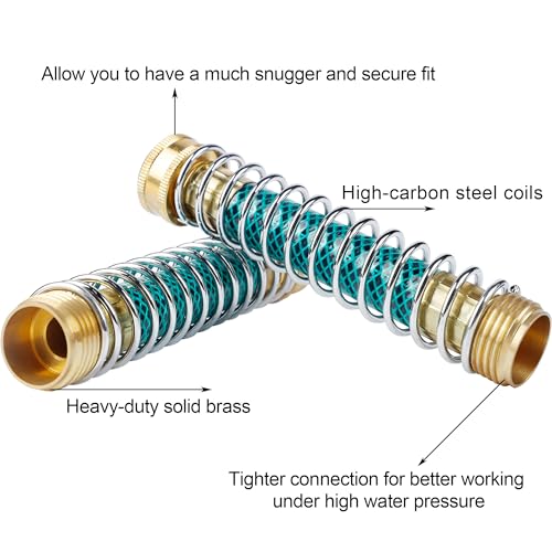 Triumpeek 2 Packs Garden Hose Extension Adapters | 5.7"L Hose Protectors with Coil Spring, Brass Hose/Pipe Connectors with 3/4" Threaded Hose Fittings - style: 2 Hose Extension Adapters