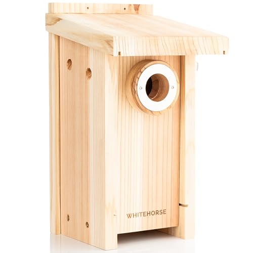 WHITEHORSE Bluebird House - Weatherproof Bird House for Outdoors - Cedar Birdhouse Built to NABS Specs - Nest Box for Bluebirds, Chickadees, Titmice, Wrens, Nuthatches & More (15” Floor)