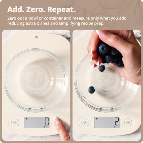 Greater Goods Food Scale, Slim & Compact Build, 1g Precision (Birch White) | Digital Kitchen Scale for Cooking, Meal Prep & Portion Control, Tare, Auto Shut-Off, g/oz/lb/ml Conversion & Calorie Tracking - color: Birch White