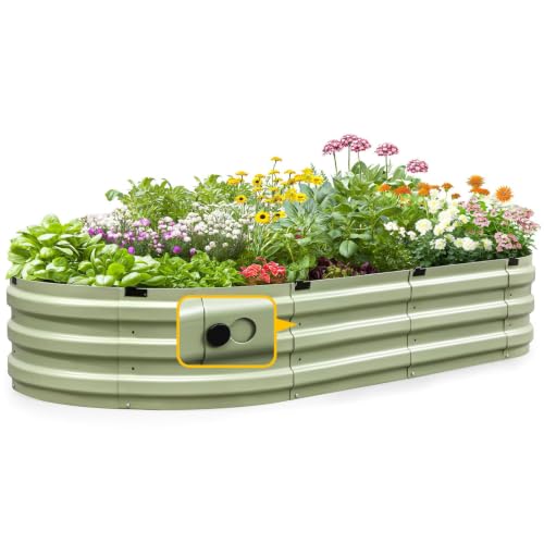 KING BIRD Raised Garden Bed Quick-Setup 74x35x12 in | Galvanized Planter Box Outdoor for Gardening, Vegetables, Flowers, 75% Fewer Screws, Faster Assembly, Olive Green - color: Olive Green, size: 74X36X12 in