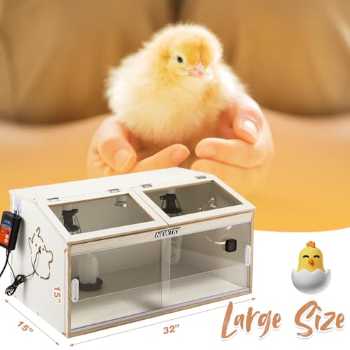 NEWTRY Brooder Box for Chicks 32" Brooder with Heating Lamp Waterer Feeder | 2 Types of Thermometer 32 * 15 * 15” Brooder Box up to 35 Chicks Quail Birds