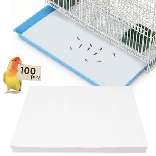 17.7x13.8in Bird Cage Liners,100 Sheets Pre-Cut Cage Tray Pads | Disposable Absorbent Non-woven Pads Absorb Moisture and Collect Feathers for Parrots, Cockatiels, Parakeets and Finches - size: 17.7x13.8in-100P