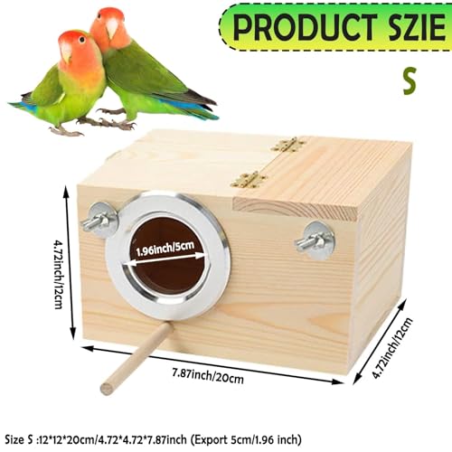 kathson Parakeet Nesting Box,Wood Bird Nest House for Cage,Parrots Breeding Mating Boxes,Budgie Nesting Box for Lovebirds,Finch,Canary,Small-Sized Birds（S） - size: S-7.87 x 4.72 x 4.72in