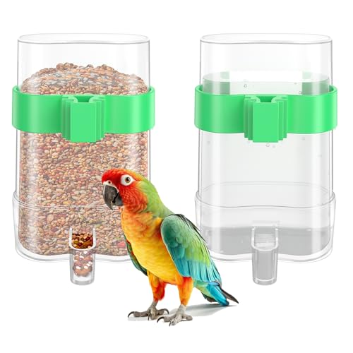CLPOAWC Bird Water Dispenser, Bird Cage Feeder, Parakeet Cage Accessories, 2 Pcs Automatic Bird Water Feeder for Budgies Cockatiel Lovebird Canary Finch, clear