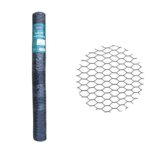 PVC Hexagonal Poultry Netting Chicken Wire 48" x25' x 1" Mesh 20GA Black - size: 48"x25'-1" 20GA