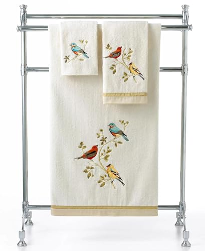Avanti Linens - Washcloth, Soft & Absorbent, Nature Inspired Bathroom Decor (Gilded Birds Collection) - color: Gilded Birds, size: Washcloth