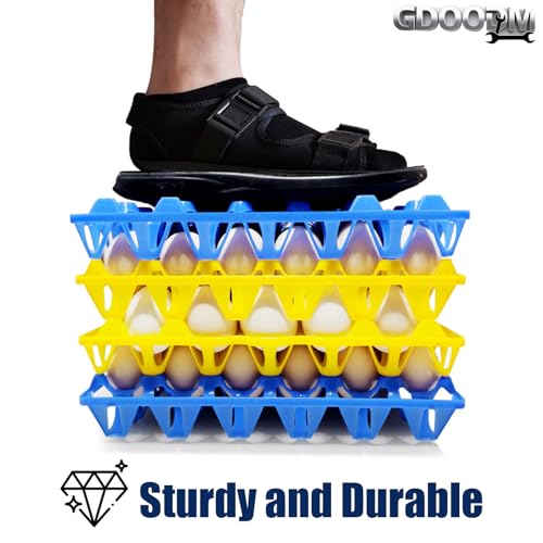 12 Pack Plastic Egg Tray 30 Cell Egg Crates Egg Flats Stackable Egg Carton for Home, Chicken Farmers, Storing, Sorting, and Shipping Eggs, Holds Multiple Eggs, 4 Colors