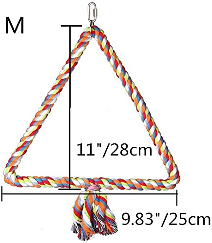 Litewoo Triangle Bird Swing Toy Cotton Rope Perches for Parrot Budgie Parakeet Cockatiel Conure Finch Lovebird - color: Medium