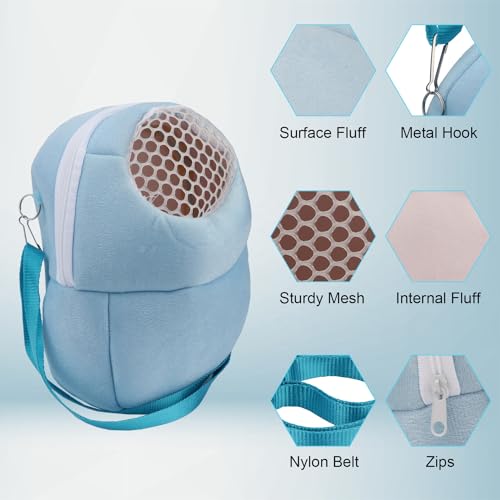 Hypeety Pet Carrier Bag Guinea Pig Breathable Portable Travel Bag, Blue | Breathable mesh pouch, hands-free sling outgoing backpack, secure zipper, for hedgehogs/hamsters/sugar gliders/chinchillas - color: Blue