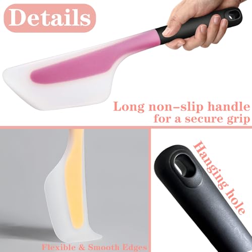 Silicone Omelette Spatula Turner, Flip Fold Omelet Turner, 13Inch | Flexible Egg Flip Tool for Non-stick Pans, Heat Resistant omelette flipper for Kitchen Omelet Pancake Crepes, Pink Yellow - color: Pink+Yellow