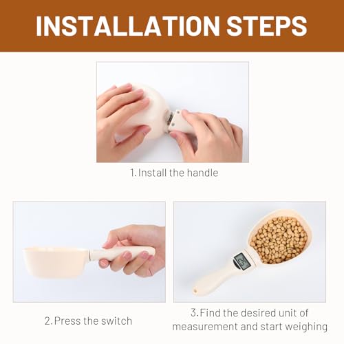Digital Measuring Spoon Scale, Food Measuring Scoop Scale, Food Weight Scale Grams and Ounces, Polygons Measuring Spoon, ABS Kitchen Weight Scale for Food with LCD Screen, High Precision