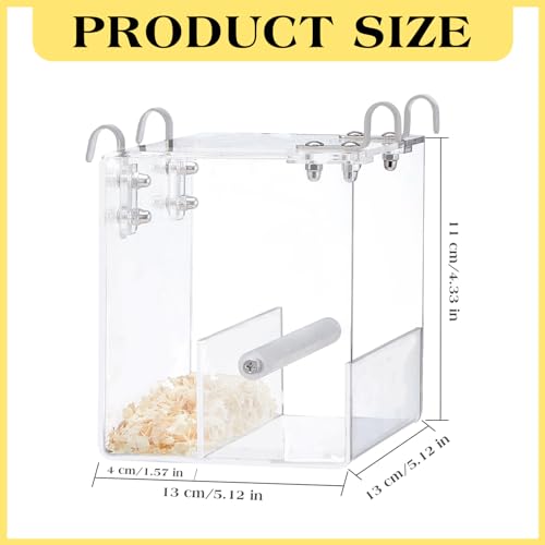 2 Pieces No Mess Bird Feeder for Cage Automatic Acrylic Bird Feeder Seed Food Catcher for Parakeet Canary Cockatiel Parrot Finch Canary 5.1 x 5.1 x 4.3 Inches