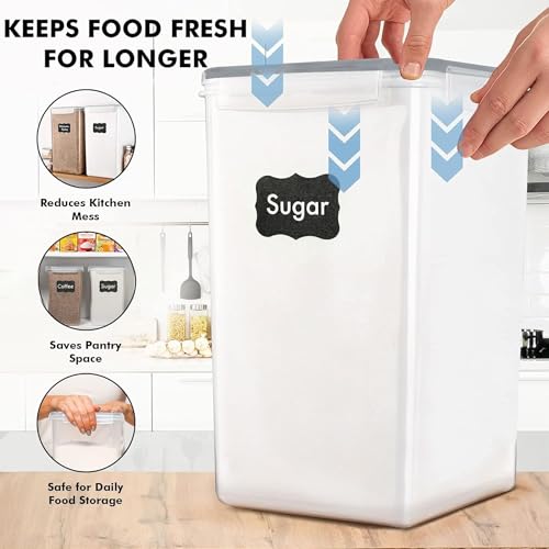 2 PC [7 Qt / 6.5L / 220 Oz] Large Food Storage Containers with Lids Airtight - BPA Free Clear Plastic Kitchen and Pantry Storage Containers for Cereal, Flour, Sugar, Rice - color: Grey - 2 Pack