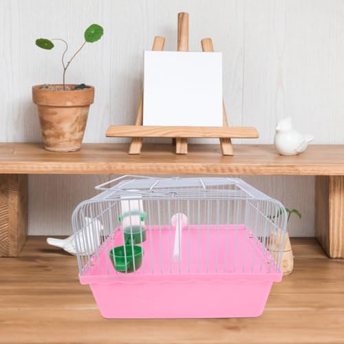 Toddmomy Portable Bird Travel Cage for Small Birds Parrots Lovebirds with Perch Food Box Water Dispenser 9.29X6.57X9.29 Inches - color: Pink