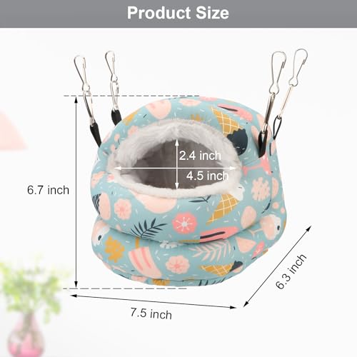 Bird Nest House Winter Warm Bird Bed Hanging Hammock Snuggle Hut for Parakeets Budgies Cockatiels Conures Quaker Parrot (Small, Blue) | Soft fleece warm, plastic support plate anti-collapse, removable washable pad, dual mount, for parakeets/cockatiels/con