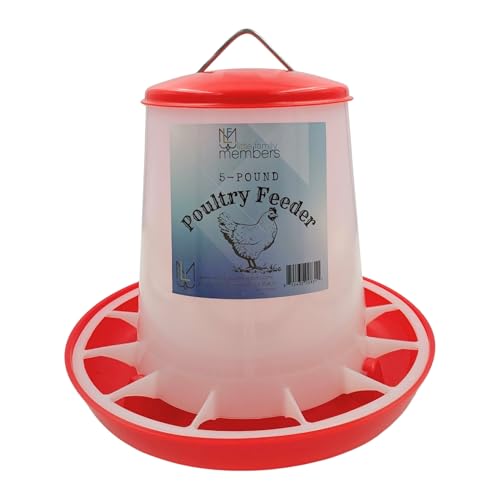 Large Chicken Feeder 5-Pound Capacity for All Poultry | Durable Feeding Container with Carrying Handle for Chickens, Ducks, Turkeys, Quail, Baby Chicks, Turkeys and More - size: 5 Pounds
