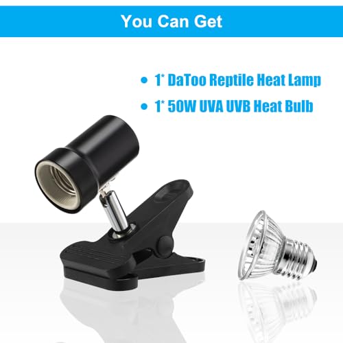 DaToo Reptile Heat Lamp Rotatable Turtle Heating Light with 50W UVA UVB Heat Bulb Simulated Sunlight Basking Spot Lamp with Clamp for Reptiles Lizard Amphibian Bearded Dragon Snake (With Timer&Dimmer) - style: 50Watt Reptile Heat Lamp(With Timer&Dimmer)