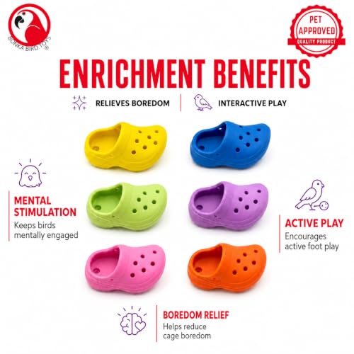 Bonka PK4 Mini Sandals 3" Soft Bird Foot Toys 4 Pack Chew Toy | Soft colorful foot toys with five attachment holes for creative bird toy customization and enrichment - size: (4) Sandals