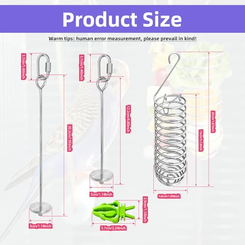 6Pcs Rat Enrichment Toys, Stainless Steel Rat Foraging Toy | Fruit Vegetable Holder, Bird Food Holder, Hanging Slow Feeder Clip, for Parrot Bird Rodents