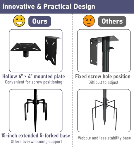 90 Inch Smart Bird Feeder Pole with 5-Prong Base, Adjustable Bird House Pole Mount Kit for Outdoors, Heavy Duty Bird Feeder Stand for Wild Birds Watching, Black - size: 90 INCH