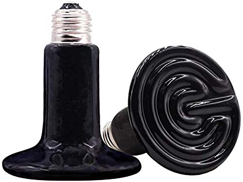 2-Pack 200W Reptile Ceramic Heat Lamp,E27 110V Infrared Heat Emitter Bulb,No Harm No Light Infrared Heat Emitter Brooder Lamp for Pet Coop Heater Reptile Chicken Turtle Heating Light Lamp,Black