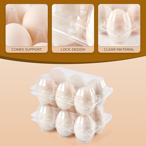 120 Pack Duck Egg Cartons Jumbo Egg Cartons Cheap Bulk with Sticker Labels | Clear Empty Plastic Egg Containers Extra Large for Home Ranch Farm Commercial Market Display, 2×3 Grids