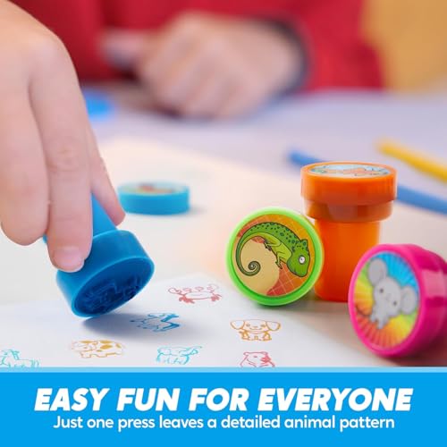 JOYIN 50 Pcs Animal Stamps for Kids, with 50 Different Designs, Farm,Sea Animals,Stamps for Crafting, Prize Box Toys for Classroom, Kids Party Favor, Birthday Party Favor Goodie Bag - style: Animal