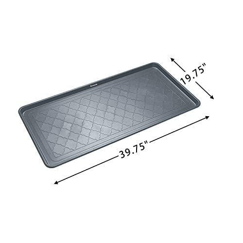 Boot Tray Extra Large 40"x20" - All-Weather, Multi-Purpose | Water-resistant recycled polypropylene, 1.25" raised edges – ideal for mudroom, entryway, garage, pet feeding mat or potted - style: Grey