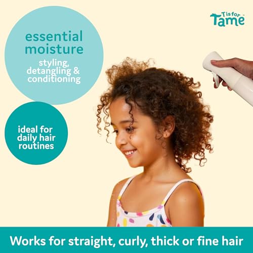 T is for Tame Hair Water Spray Bottle, 10oz Continuous Mist, Curl Refresh | Fine mist spray bottle refreshes curls & styling, precision continuous sprayer evenly distributes, refillable, for all ages