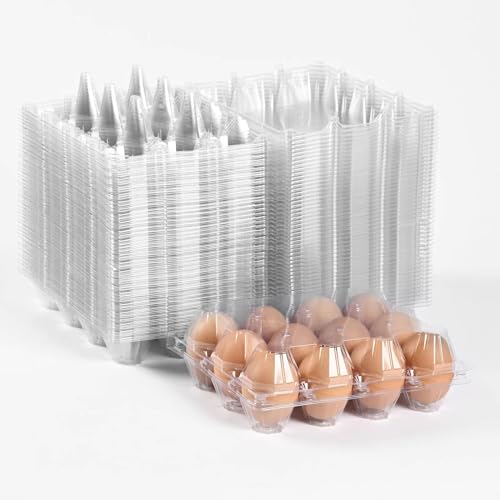 3 * 4 grid large plastic Egg Carton,fit into 2.5 oz of egg (120 pc) | (3*4)12 grid Reusable Eggs Carton，Disposable Large Clear Plastic Egg Carton,egg cartons cheap bulk，for Family, Farm, Markets - size: 3x4 12 egg boxes, 120 pieces