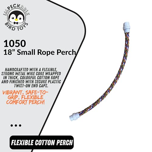 Impeckable Bird Toys 1050 18 Inch Small Rope Perch Flexible Cage Accessory