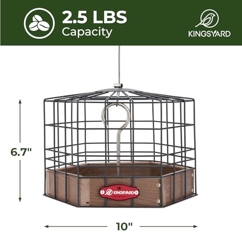 Kingsyard Squirrel Proof Platform Bird Feeder, Metal Mesh Tray | Recycled Poly Lumber Body, Great for Small Wildbirds Finches Bluebird Mealworm, Brown - color: Brown