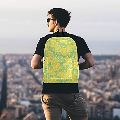 Fustylead Round Slices Lime And Lemon Backpack School Laptop Bag Bookbag for Boys Girls Students Daypack Picnic Travel - color: Slices Lime and Lemon
