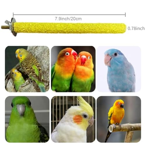 Hamiledyi 4 PCS Parrot Perch Stand Toy 7.9x0.8inch Bird Cage Perch Natural Paw Grinding Stick for Medium Parrots Parakeets Cockatiels Lovebirds Chewing Stick (M)