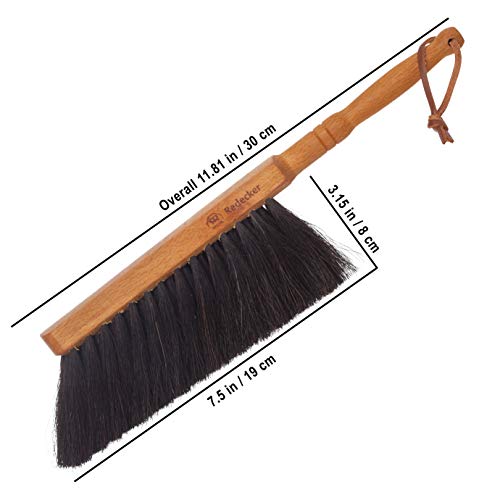 REDECKER Horsehair Fiber Hand Brush and Dust Pan Set - Wooden Broom and Dustpan Set for Home - Outdoor Dust Pan and Brush - Oiled Beechwood Handles - Large Capacity Stainless Steel Dust Pan