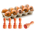 AHANDMAKER 5 Styles Small Wooden Rubber Egg Stamp Mini Chicken Egg Theme Stamp Unique Designs for Easter Egg Decoration DIY Making Scrapbooking Card Stamping Crafting - style: Chicken Egg