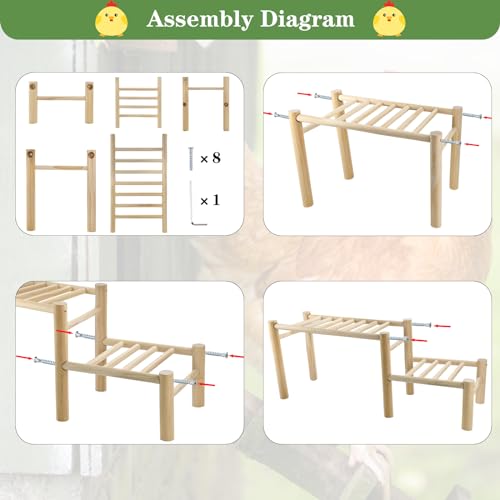 Chicken Perch - Roosting Ladder for Chicken Coop - Jungle Gym & Toys for Poultry