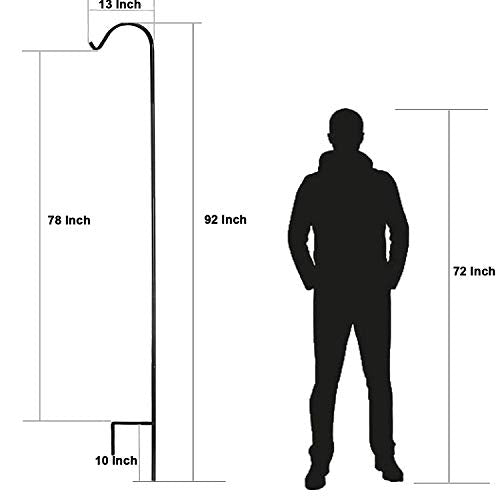 Ashman Black Shepherd Hook 92 Inch, 1/2-Inch Thick, Solid Metal Single Piece Hook, Super Strong, Rust Resistant, Hanging Plant Baskets, Wind Chimes, Lanterns, Heavy Bird Feeders & More (Pack of 1) - size: 1 Pack