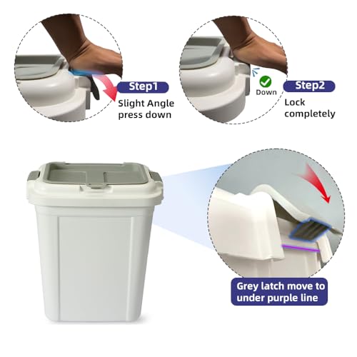 Ashfield & Harkness Airtight Pet Food Storage Container, 23 Qt / 20 Lbs | BPA-free HDPE, slim white/grey design, scoop included, 14.5"x10.5"x17", keeps dry dog & cat food fresh - color: White, size: 20 lbs