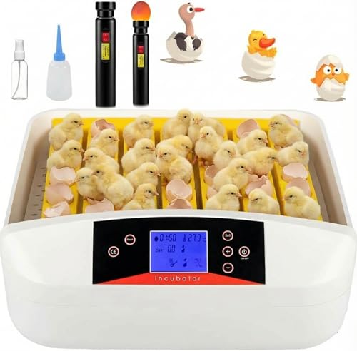 55 Egg Incubator with Auto Turner & Humidity Control 360° View | High Hatch Rate Poultry Hatcher for Chicken Duck Quail, Ideal for Farm & Home Breeding - size: 55 Egg
