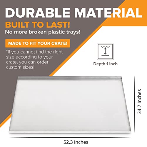 Pinnacle Systems (Galvanized, 52.3" L X 34.7" W X 1") Metal Replacement Dog Crate Pan Chew Proof Crack Proof Pet Kennel Tray pan Central Dog Crate Pan Pet Supplies - size: 53.0"L x 35.0"W x 1.0"H