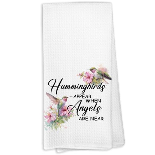 Hummingbird Decor for Home, Hummingbirds Appear When Angels are Near Bathroom Hand Towel, Hummingbird Gifts for Women,Hummingbirds Memorial Sympathy Gift Kitchen Towels - color: Color-11