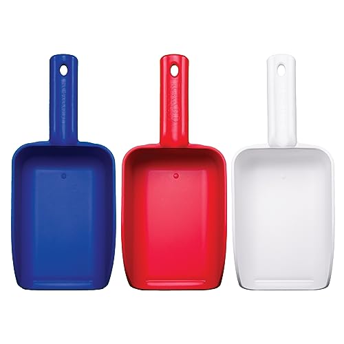 Remco - A Vikan Company 3 pk Color-Coded Plastic Hand Scoop - BPA-Free, Food-Safe Scooper, Commercial Grade Utensils, Restaurant and Food Service Supplies, Large 32 Ounce Size, Red/White/Blue