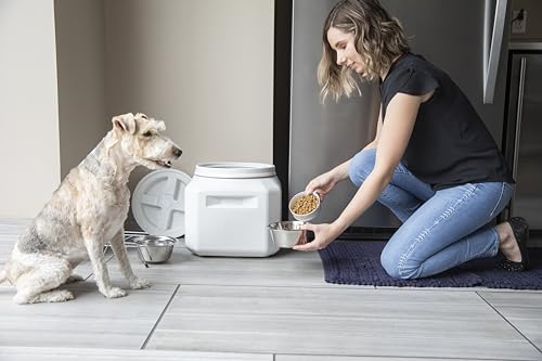 Vittles Vault Traditional Pet Food Storage Container For Dog Kibbles/Bird Seed/Oatmeal/Rice/Flour/Cereal, BPA Free Plastic, Sealed Airtight For Cat Food, Up To 30 lb, Made in USA, With Scoop, Gray - size: 30 Pounds