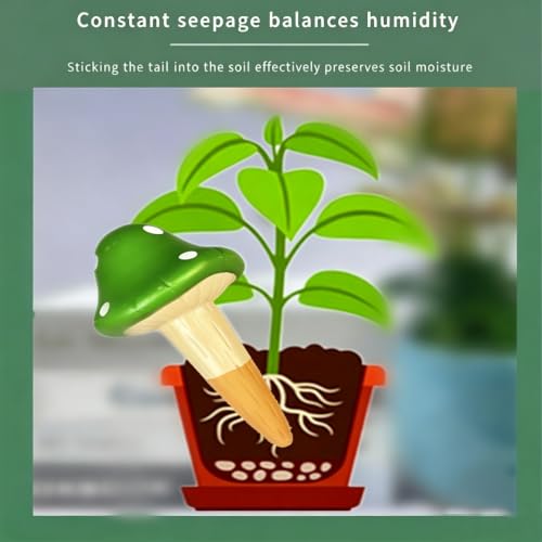 4PCS Terracotta Self Watering Spikes, Mushroom Shaped Self Watering Globes | Automatic Plant Waterer Outdoor&Indoor Use, Vacation Clay Watering Devices System, Slow Release Self Watering Planter Insert - color: Mushrooms Set (Pack of 4)