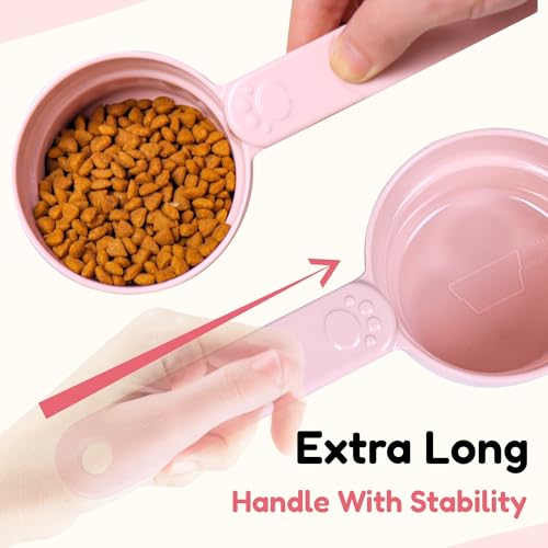 1/2 Cup Dog Food Scoop, Extra Long Handle Sturdy Melamine Pet Food Measuring Scoop with Clear Marking Lines, BPA-Free, Shatterproof, Dishwasher Safe (Pink, 1/2 Cup) - color: Pink, size: 1/2 Cup