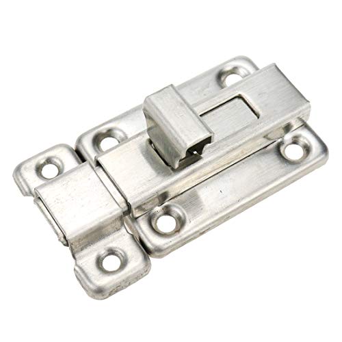 Geesatis 2 Pcs Sliding Lock Barrel Bolt Stainless Steel Sliding Latch Lock | Barrel Bolt for Chests Cabinets Door Lock Bird Cage Lock Replacement, with Mounting Screws, Silver - style: B-Silver