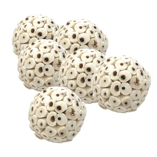 Bonka Bird Toys Mini Sola Atta Balls Foot Talon Craft Part Parrot Cage Toy Cockatiel, Conure, Caiques, and Similar Breeds (3891 Pack 6) - size: 1.5 inches